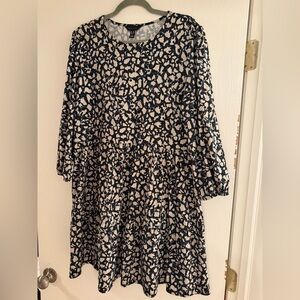 New Look UK Patterned Black, Teal and Cream animal print style dress
